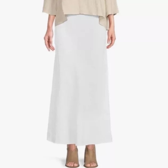 bryn Walker Dresses & Skirts - New Bryn Walker Long Bias Elastic Waist Linen A-Line Pull-On Skirt Sz XXS White